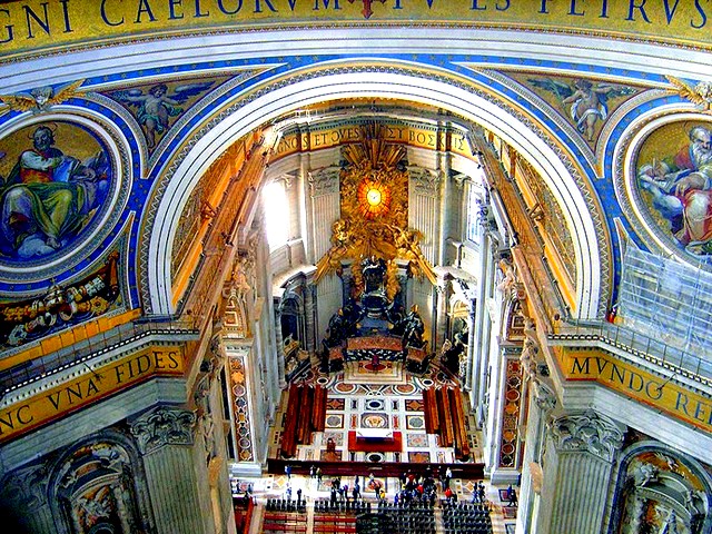 Cathedra Petri in Basilica Saint Peter Vatican Rome Italy - The Apse with the Cathedra Petri (in Latin) or the Altar of St. Peter, a wooden chair of the bishop, enclosed in a gilt casing of bronze, designed and executed by Gian Lorenzo Bernini in 1647–1653 and a window of the Holy Spirit made of alabaster above it, in the Basilica 'Saint Peter' in Vatican, Rome, Italy. - , cathedra, Petri, basilica, basilicas, Saint, Peter, St.Peter, Vatican, Rome, Italy, places, place, art, arts, holidays, holiday, travel, travels, tour, tours, trips, trip, excursion, excursions, Latin, Altar, altars, wooden, chair, chairs, bishop, bishops, gilt, casing, bronze, Gian, Lorenzo, Bernini, 1647–1653, window, windows, Holy, Spirit, alabaster - The Apse with the Cathedra Petri (in Latin) or the Altar of St. Peter, a wooden chair of the bishop, enclosed in a gilt casing of bronze, designed and executed by Gian Lorenzo Bernini in 1647–1653 and a window of the Holy Spirit made of alabaster above it, in the Basilica 'Saint Peter' in Vatican, Rome, Italy. Решайте бесплатные онлайн Cathedra Petri in Basilica Saint Peter Vatican Rome Italy пазлы игры или отправьте Cathedra Petri in Basilica Saint Peter Vatican Rome Italy пазл игру приветственную открытку  из puzzles-games.eu.. Cathedra Petri in Basilica Saint Peter Vatican Rome Italy пазл, пазлы, пазлы игры, puzzles-games.eu, пазл игры, онлайн пазл игры, игры пазлы бесплатно, бесплатно онлайн пазл игры, Cathedra Petri in Basilica Saint Peter Vatican Rome Italy бесплатно пазл игра, Cathedra Petri in Basilica Saint Peter Vatican Rome Italy онлайн пазл игра , jigsaw puzzles, Cathedra Petri in Basilica Saint Peter Vatican Rome Italy jigsaw puzzle, jigsaw puzzle games, jigsaw puzzles games, Cathedra Petri in Basilica Saint Peter Vatican Rome Italy пазл игра открытка, пазлы игры открытки, Cathedra Petri in Basilica Saint Peter Vatican Rome Italy пазл игра приветственная открытка