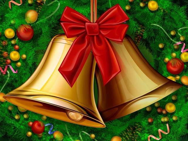 Christmas Bells Wallpaper - Wallpaper with lovely golden bells and red ribbon on a christmas tree. - , Christmas, bells, bell, wallpaper, wallpapers, cartoons, cartoon, holiday, holidays, feast, feasts, festivity, festivities, celebration, celebrations, seasons, season, lovely, golden, red, ribbon, ribbons, tree, trees - Wallpaper with lovely golden bells and red ribbon on a christmas tree. Lösen Sie kostenlose Christmas Bells Wallpaper Online Puzzle Spiele oder senden Sie Christmas Bells Wallpaper Puzzle Spiel Gruß ecards  from puzzles-games.eu.. Christmas Bells Wallpaper puzzle, Rätsel, puzzles, Puzzle Spiele, puzzles-games.eu, puzzle games, Online Puzzle Spiele, kostenlose Puzzle Spiele, kostenlose Online Puzzle Spiele, Christmas Bells Wallpaper kostenlose Puzzle Spiel, Christmas Bells Wallpaper Online Puzzle Spiel, jigsaw puzzles, Christmas Bells Wallpaper jigsaw puzzle, jigsaw puzzle games, jigsaw puzzles games, Christmas Bells Wallpaper Puzzle Spiel ecard, Puzzles Spiele ecards, Christmas Bells Wallpaper Puzzle Spiel Gruß ecards