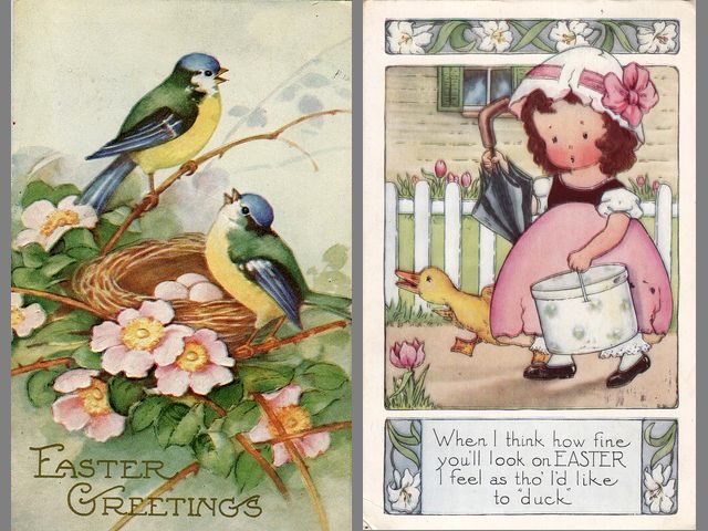 Easter Greetings Vintage Postcards - Beautiful vintage postcards with Easter greetings, depicting 'Birds and nest with eggs', perched on bush of sweet brier (1930 ) and a 'Whitney Made' postcard (1920), with drawing of an adorable girl who is wearing a broken shell from egg instead of hat, accompanied by a little duckling. The name 'Easter' owes its origin to an Anglo-Saxon goddess Eostre, the goddess of purity, the youth and beauty, growing light of spring, as well as the beginnings of the new life. - , Easter, greetings, greeting, vintage, postcards, postcard, cartoons, cartoon, holidays, holiday, feast, feasts, beautiful, birds, bird, nest, nests, eggs, egg, bush, bushes, sweet, brier, 1930, Whitney, 1920, drawing, drawings, adorable, girl, girls, broken, shell, shells, hat, hats, little, duckling, ducklings, name, names, origin, Anglo, Saxon, goddess, goddesses, Eostre, purity, youth, beauty, growing, light, spring, beginnings, new, life - Beautiful vintage postcards with Easter greetings, depicting 'Birds and nest with eggs', perched on bush of sweet brier (1930 ) and a 'Whitney Made' postcard (1920), with drawing of an adorable girl who is wearing a broken shell from egg instead of hat, accompanied by a little duckling. The name 'Easter' owes its origin to an Anglo-Saxon goddess Eostre, the goddess of purity, the youth and beauty, growing light of spring, as well as the beginnings of the new life. Lösen Sie kostenlose Easter Greetings Vintage Postcards Online Puzzle Spiele oder senden Sie Easter Greetings Vintage Postcards Puzzle Spiel Gruß ecards  from puzzles-games.eu.. Easter Greetings Vintage Postcards puzzle, Rätsel, puzzles, Puzzle Spiele, puzzles-games.eu, puzzle games, Online Puzzle Spiele, kostenlose Puzzle Spiele, kostenlose Online Puzzle Spiele, Easter Greetings Vintage Postcards kostenlose Puzzle Spiel, Easter Greetings Vintage Postcards Online Puzzle Spiel, jigsaw puzzles, Easter Greetings Vintage Postcards jigsaw puzzle, jigsaw puzzle games, jigsaw puzzles games, Easter Greetings Vintage Postcards Puzzle Spiel ecard, Puzzles Spiele ecards, Easter Greetings Vintage Postcards Puzzle Spiel Gruß ecards