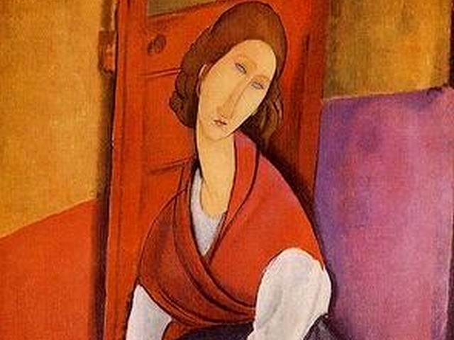 Amedeo Modigliani Jeanne Hebuterne in Red Shawl - A fragment of the painting 'Jeanne Hebuterne in Red Shawl', a graceful portrait made by Amedeo Modigliani of his common law wife in 1919, with the typical elongated shapes and soft contours (aka 'Jeanne Hebuterne In Front of a Door', oil on canvas, the original is part of a private collection). - , Amedeo, Modigliani, Jeanne, Hebuterne, red, shawl, shawls, art, arts, painter, painters, artist, artists, sculptor, sculptors, Expressionist, Expressionists, fragment, fragments, painting, paintings, graceful, portrait, portraits, common, law, laws, wife, wifes, 1919, typical, elongated, shapes, shape, soft, contours, contour, door, doors, oil, canvas, original, originals, part, parts, private, collection, collections - A fragment of the painting 'Jeanne Hebuterne in Red Shawl', a graceful portrait made by Amedeo Modigliani of his common law wife in 1919, with the typical elongated shapes and soft contours (aka 'Jeanne Hebuterne In Front of a Door', oil on canvas, the original is part of a private collection). Подреждайте безплатни онлайн Amedeo Modigliani Jeanne Hebuterne in Red Shawl пъзел игри или изпратете Amedeo Modigliani Jeanne Hebuterne in Red Shawl пъзел игра поздравителна картичка  от puzzles-games.eu.. Amedeo Modigliani Jeanne Hebuterne in Red Shawl пъзел, пъзели, пъзели игри, puzzles-games.eu, пъзел игри, online пъзел игри, free пъзел игри, free online пъзел игри, Amedeo Modigliani Jeanne Hebuterne in Red Shawl free пъзел игра, Amedeo Modigliani Jeanne Hebuterne in Red Shawl online пъзел игра, jigsaw puzzles, Amedeo Modigliani Jeanne Hebuterne in Red Shawl jigsaw puzzle, jigsaw puzzle games, jigsaw puzzles games, Amedeo Modigliani Jeanne Hebuterne in Red Shawl пъзел игра картичка, пъзели игри картички, Amedeo Modigliani Jeanne Hebuterne in Red Shawl пъзел игра поздравителна картичка