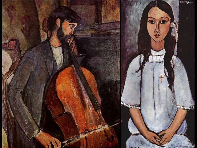 Amedeo Modigliani the Cellist and Alice - 'The Cellist' ('The Cello Player') is a famous and an extraordinary work by Amedeo Modigliani (1909, oil canvas, Gallery Jan Krugier, Geneva and in private collection since 1985). On the back Modigliani has painted a sketch-portrait of the Romanian sculptor Constantin Brancusi, who introduced him to the African sculptures and masks. Modigliani has painted many portraits of children as the portrait of 'Alice' (1915, oil on canvas, National Art Gallery of  Copenhagen, Denmark), interesting with the contrast and finesse of the painting. - , Amedeo, Modigliani, cellist, cellists, Alice, art, arts, painter, painters, artist, artists, sculptor, sculptors, Expressionist, Expressionists, cello, cellos, player, players, famous, extraordinary, work, works, 1909, oil, canvas, Gallery, galleries, Jan, Krugier, Geneva, private, collection, collections, 1985, back, sketch-portrait, sketch-portraits, Romanian, sculptor, sculptors, Constantin, Brancusi, African, sculptures, and, masks, African, sculptures, sculpture, masks, mask, portraits, portrait, children, child, 1915, National, Copenhagen, Denmark, contrast, contrastmofinesse - 'The Cellist' ('The Cello Player') is a famous and an extraordinary work by Amedeo Modigliani (1909, oil canvas, Gallery Jan Krugier, Geneva and in private collection since 1985). On the back Modigliani has painted a sketch-portrait of the Romanian sculptor Constantin Brancusi, who introduced him to the African sculptures and masks. Modigliani has painted many portraits of children as the portrait of 'Alice' (1915, oil on canvas, National Art Gallery of  Copenhagen, Denmark), interesting with the contrast and finesse of the painting. Подреждайте безплатни онлайн Amedeo Modigliani the Cellist and Alice пъзел игри или изпратете Amedeo Modigliani the Cellist and Alice пъзел игра поздравителна картичка  от puzzles-games.eu.. Amedeo Modigliani the Cellist and Alice пъзел, пъзели, пъзели игри, puzzles-games.eu, пъзел игри, online пъзел игри, free пъзел игри, free online пъзел игри, Amedeo Modigliani the Cellist and Alice free пъзел игра, Amedeo Modigliani the Cellist and Alice online пъзел игра, jigsaw puzzles, Amedeo Modigliani the Cellist and Alice jigsaw puzzle, jigsaw puzzle games, jigsaw puzzles games, Amedeo Modigliani the Cellist and Alice пъзел игра картичка, пъзели игри картички, Amedeo Modigliani the Cellist and Alice пъзел игра поздравителна картичка