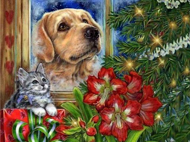 Christmas with Kitten and Dog by Donna Race - Fragment from the beautiful drawing, made by Donna Race, American illustrator, designer and painter, with kitten and dog, which are admired to the Christmas tree. - , Christmas, kitten, kittens, dog, dogs, Donna, Race, art, arts, holiday, holidays, cartoons, cartoon, feast, feasts, party, parties, festivity, festivities, celebration, celebrations, seasons, season, fragment, fragments, beautiful, drawing, drawings, American, illustrator, illustrators, designer, designers, painter, painters, tree, trees - Fragment from the beautiful drawing, made by Donna Race, American illustrator, designer and painter, with kitten and dog, which are admired to the Christmas tree. Resuelve rompecabezas en línea gratis Christmas with Kitten and Dog by Donna Race juegos puzzle o enviar Christmas with Kitten and Dog by Donna Race juego de puzzle tarjetas electrónicas de felicitación  de puzzles-games.eu.. Christmas with Kitten and Dog by Donna Race puzzle, puzzles, rompecabezas juegos, puzzles-games.eu, juegos de puzzle, juegos en línea del rompecabezas, juegos gratis puzzle, juegos en línea gratis rompecabezas, Christmas with Kitten and Dog by Donna Race juego de puzzle gratuito, Christmas with Kitten and Dog by Donna Race juego de rompecabezas en línea, jigsaw puzzles, Christmas with Kitten and Dog by Donna Race jigsaw puzzle, jigsaw puzzle games, jigsaw puzzles games, Christmas with Kitten and Dog by Donna Race rompecabezas de juego tarjeta electrónica, juegos de puzzles tarjetas electrónicas, Christmas with Kitten and Dog by Donna Race puzzle tarjeta electrónica de felicitación