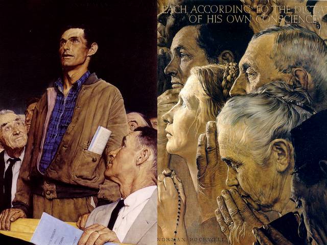 Four Essential Human Freedoms by Norman Rockwell - The paintings 'Freedom of Speech' and 'Freedom of Worship', from the famous artworks series 'Four Essential Human Freedoms', by the American artist Norman Rockwell (oil on canvas, 1943, Norman Rockwell Museum Stockbridge, Massachusetts, United States). - , Four, Essential, Human, humans, Freedoms, Norman, Rockwell, art, arts, cartoon, cartoons, freedom, speech, speeches, worship, worships, famous, artwork, artworks, series, serie, American, artist, artists, oil, canvas, canvases, 1943, museum, museums, Stockbridge, Massachusetts, United, States - The paintings 'Freedom of Speech' and 'Freedom of Worship', from the famous artworks series 'Four Essential Human Freedoms', by the American artist Norman Rockwell (oil on canvas, 1943, Norman Rockwell Museum Stockbridge, Massachusetts, United States). Lösen Sie kostenlose Four Essential Human Freedoms by Norman Rockwell Online Puzzle Spiele oder senden Sie Four Essential Human Freedoms by Norman Rockwell Puzzle Spiel Gruß ecards  from puzzles-games.eu.. Four Essential Human Freedoms by Norman Rockwell puzzle, Rätsel, puzzles, Puzzle Spiele, puzzles-games.eu, puzzle games, Online Puzzle Spiele, kostenlose Puzzle Spiele, kostenlose Online Puzzle Spiele, Four Essential Human Freedoms by Norman Rockwell kostenlose Puzzle Spiel, Four Essential Human Freedoms by Norman Rockwell Online Puzzle Spiel, jigsaw puzzles, Four Essential Human Freedoms by Norman Rockwell jigsaw puzzle, jigsaw puzzle games, jigsaw puzzles games, Four Essential Human Freedoms by Norman Rockwell Puzzle Spiel ecard, Puzzles Spiele ecards, Four Essential Human Freedoms by Norman Rockwell Puzzle Spiel Gruß ecards