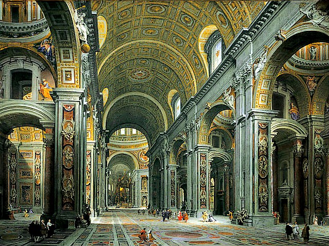 Giovanni Paolo Panini Basilica Saint Peter Vatican Rome Italy - A painting of the interior in the 'Saint Peter' Basilica (1731), by Giovanni Paolo Panini (1691-1765), an Italian painter and architect, who has designed the largest inside space of the Christian church in the world, located in the Vatican city, Rome, Italy. - , Giovanni, Paolo, Panini, basilica, basilicas, Saint, Peter, Vatican, Rome, Italy, art, arts, places, place, holidays, holiday, travel, travels, tour, tours, trips, trip, excursion, excursions, painting, paintings, interior, interiors, 1731, 1691-1765, Italian, painter, painters, architect, architects, largest, inside, space, spaces, Christian, church, churches, world, worlds - A painting of the interior in the 'Saint Peter' Basilica (1731), by Giovanni Paolo Panini (1691-1765), an Italian painter and architect, who has designed the largest inside space of the Christian church in the world, located in the Vatican city, Rome, Italy. Solve free online Giovanni Paolo Panini Basilica Saint Peter Vatican Rome Italy puzzle games or send Giovanni Paolo Panini Basilica Saint Peter Vatican Rome Italy puzzle game greeting ecards  from puzzles-games.eu.. Giovanni Paolo Panini Basilica Saint Peter Vatican Rome Italy puzzle, puzzles, puzzles games, puzzles-games.eu, puzzle games, online puzzle games, free puzzle games, free online puzzle games, Giovanni Paolo Panini Basilica Saint Peter Vatican Rome Italy free puzzle game, Giovanni Paolo Panini Basilica Saint Peter Vatican Rome Italy online puzzle game, jigsaw puzzles, Giovanni Paolo Panini Basilica Saint Peter Vatican Rome Italy jigsaw puzzle, jigsaw puzzle games, jigsaw puzzles games, Giovanni Paolo Panini Basilica Saint Peter Vatican Rome Italy puzzle game ecard, puzzles games ecards, Giovanni Paolo Panini Basilica Saint Peter Vatican Rome Italy puzzle game greeting ecard