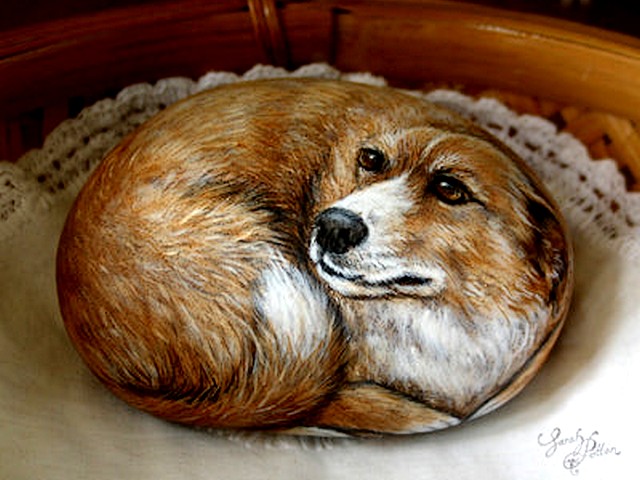 Handpainted Dog Portrait on Stone puzzle game 