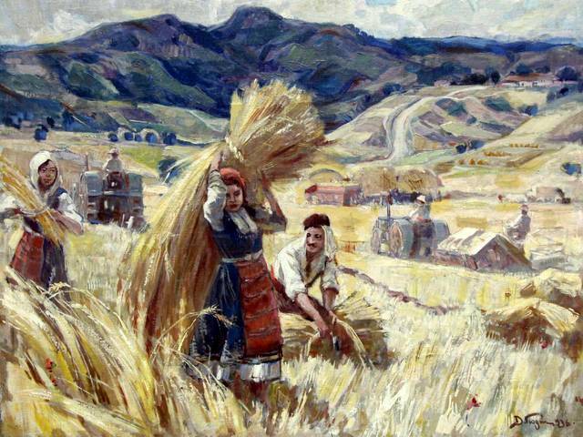 Harvest by Dimitar Gyudjenov - The famous landscape 'Harvest' (1936, oil on canvas) by Bulgarian artist Dimitar Gyudjenov (1891-1979), known for his paintings of military and historical themes. His art works are often used for illustrations in encyclopedias and textbooks on Bulgarian history. - , harvest, harvests, Dimitar, Gyudjenov, art, arts, famous, landscape, landscapes, 1936, oil, canvas, canvases, Bulgarian, artist, artists, 1891, 1979, painting, paintings, military, historical, themes, theme, works, work, illustrations, illustration, encyclopedias, encyclopedia, textbooks, textbook, history, histories - The famous landscape 'Harvest' (1936, oil on canvas) by Bulgarian artist Dimitar Gyudjenov (1891-1979), known for his paintings of military and historical themes. His art works are often used for illustrations in encyclopedias and textbooks on Bulgarian history. Resuelve rompecabezas en línea gratis Harvest by Dimitar Gyudjenov juegos puzzle o enviar Harvest by Dimitar Gyudjenov juego de puzzle tarjetas electrónicas de felicitación  de puzzles-games.eu.. Harvest by Dimitar Gyudjenov puzzle, puzzles, rompecabezas juegos, puzzles-games.eu, juegos de puzzle, juegos en línea del rompecabezas, juegos gratis puzzle, juegos en línea gratis rompecabezas, Harvest by Dimitar Gyudjenov juego de puzzle gratuito, Harvest by Dimitar Gyudjenov juego de rompecabezas en línea, jigsaw puzzles, Harvest by Dimitar Gyudjenov jigsaw puzzle, jigsaw puzzle games, jigsaw puzzles games, Harvest by Dimitar Gyudjenov rompecabezas de juego tarjeta electrónica, juegos de puzzles tarjetas electrónicas, Harvest by Dimitar Gyudjenov puzzle tarjeta electrónica de felicitación