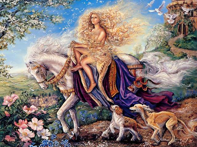 Lady Godiva by Josephine Wall - Lovely painting by the popular English fantasy artist and sculptor Josephine Wall (born May 1947 in Farnham, Surrey), depicting the beautiful Lady Godiva from medieval England. According to the famous English legend, when Lady Godiva is pleading her husband to lower taxation on the citizens, she should choose to pass through the streets of Coventry, covered only with her long golden hair. The actual name of Lady Godiva was Countess Godgifu of Mercia, an Anglo Saxon noblewoman, married to Earl Leofric. It is not certain how true is this story, but according to the documents, the taxes had been lowered. - , Lady, Godiva, Josephine, Wall, art, arts, lovely, painting, paintings, popular, English, fantasy, artist, artists, sculptor, sculptors, May, 1947, Farnham, Surrey, beautiful, medieval, England, famous, English, legend, legends, husband, husbands, taxation, citizens, citizen, streets, street, Coventry, long, golden, hair, name, names, Countess, Godgifu, Mercia, Anglo, Saxon, noblewoman, noblewomen, Earl, Leofric, true, story, stories, documents, document, taxes, tax - Lovely painting by the popular English fantasy artist and sculptor Josephine Wall (born May 1947 in Farnham, Surrey), depicting the beautiful Lady Godiva from medieval England. According to the famous English legend, when Lady Godiva is pleading her husband to lower taxation on the citizens, she should choose to pass through the streets of Coventry, covered only with her long golden hair. The actual name of Lady Godiva was Countess Godgifu of Mercia, an Anglo Saxon noblewoman, married to Earl Leofric. It is not certain how true is this story, but according to the documents, the taxes had been lowered. Lösen Sie kostenlose Lady Godiva by Josephine Wall Online Puzzle Spiele oder senden Sie Lady Godiva by Josephine Wall Puzzle Spiel Gruß ecards  from puzzles-games.eu.. Lady Godiva by Josephine Wall puzzle, Rätsel, puzzles, Puzzle Spiele, puzzles-games.eu, puzzle games, Online Puzzle Spiele, kostenlose Puzzle Spiele, kostenlose Online Puzzle Spiele, Lady Godiva by Josephine Wall kostenlose Puzzle Spiel, Lady Godiva by Josephine Wall Online Puzzle Spiel, jigsaw puzzles, Lady Godiva by Josephine Wall jigsaw puzzle, jigsaw puzzle games, jigsaw puzzles games, Lady Godiva by Josephine Wall Puzzle Spiel ecard, Puzzles Spiele ecards, Lady Godiva by Josephine Wall Puzzle Spiel Gruß ecards