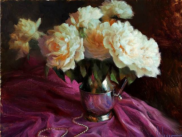 Peonies and Pearls by Vladimir Volegov puzzle game 