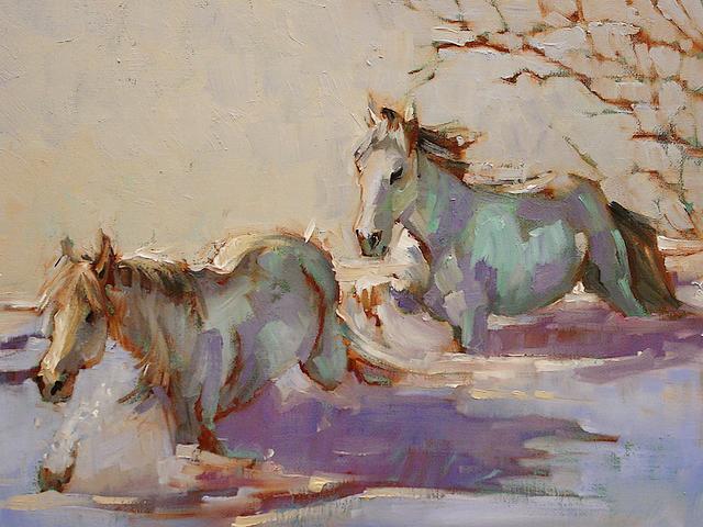 Ponies in the Snow by Susan Smolensky - 'Ponies in the Snow' (oil on canvas 2010), magnificent painting by the American contemporary artist Susan Smolensky, who is  living and working in Reno, Nevada, United States. - , ponies, pony, snow, Susan, Smolensky, art, arts, oil, canvas, canvases, 2010, magnificent, painting, paintings, American, contemporary, artist, artists, Reno, Nevada, United, States - 'Ponies in the Snow' (oil on canvas 2010), magnificent painting by the American contemporary artist Susan Smolensky, who is  living and working in Reno, Nevada, United States. Solve free online Ponies in the Snow by Susan Smolensky puzzle games or send Ponies in the Snow by Susan Smolensky puzzle game greeting ecards  from puzzles-games.eu.. Ponies in the Snow by Susan Smolensky puzzle, puzzles, puzzles games, puzzles-games.eu, puzzle games, online puzzle games, free puzzle games, free online puzzle games, Ponies in the Snow by Susan Smolensky free puzzle game, Ponies in the Snow by Susan Smolensky online puzzle game, jigsaw puzzles, Ponies in the Snow by Susan Smolensky jigsaw puzzle, jigsaw puzzle games, jigsaw puzzles games, Ponies in the Snow by Susan Smolensky puzzle game ecard, puzzles games ecards, Ponies in the Snow by Susan Smolensky puzzle game greeting ecard