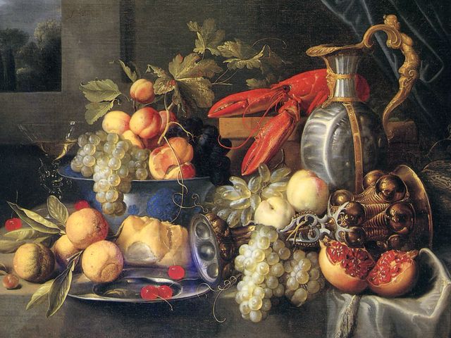 Still-life with Lobster and Bread by Alexander Coosemans - 'Still-life with lobster and bread' (circa 1660, oil on canvas, Reiss-Engelhorn Museums, Mannheim, Germany) by Alexander Coosemans (1627-1689, Antwerp), an exceptional Flemish Baroque painter. Coosemans is a pupil of Jan de Heem, a leading still-life artist in the Netherlands, whose painting served as a model for his students. The detailed and realistic lavishness is a trademark of the paintings from the latter half of the seventeenth century. In his works often are featured flowers, fruits, game animals and inanimate subjects, and in keeping with the artistic style of the Baroque Era, they are highly charged with symbolism. - , still-life, lobster, lobsters, bread, Alexander, Coosemans, art, arts, 1660, oil, canvas, Reiss, Engelhorn, Museums, museum, Mannheim, Germany, 1627, 1689, Antwerp, exceptional, Flemish, Baroque, painter, painters, pupil, pupils, Jan, Heem, leading, artist, artists, Netherlands, painting, paintings, model, models, students, student, detailed, realistic, lavishness, trademark, seventeenth, century, centuries, works, work, flowers, flower, fruits, fruit, game, animals, animal, inanimate, subjects, subject, artistic, style, styles, Baroque, era, symbolism - 'Still-life with lobster and bread' (circa 1660, oil on canvas, Reiss-Engelhorn Museums, Mannheim, Germany) by Alexander Coosemans (1627-1689, Antwerp), an exceptional Flemish Baroque painter. Coosemans is a pupil of Jan de Heem, a leading still-life artist in the Netherlands, whose painting served as a model for his students. The detailed and realistic lavishness is a trademark of the paintings from the latter half of the seventeenth century. In his works often are featured flowers, fruits, game animals and inanimate subjects, and in keeping with the artistic style of the Baroque Era, they are highly charged with symbolism. Lösen Sie kostenlose Still-life with Lobster and Bread by Alexander Coosemans Online Puzzle Spiele oder senden Sie Still-life with Lobster and Bread by Alexander Coosemans Puzzle Spiel Gruß ecards  from puzzles-games.eu.. Still-life with Lobster and Bread by Alexander Coosemans puzzle, Rätsel, puzzles, Puzzle Spiele, puzzles-games.eu, puzzle games, Online Puzzle Spiele, kostenlose Puzzle Spiele, kostenlose Online Puzzle Spiele, Still-life with Lobster and Bread by Alexander Coosemans kostenlose Puzzle Spiel, Still-life with Lobster and Bread by Alexander Coosemans Online Puzzle Spiel, jigsaw puzzles, Still-life with Lobster and Bread by Alexander Coosemans jigsaw puzzle, jigsaw puzzle games, jigsaw puzzles games, Still-life with Lobster and Bread by Alexander Coosemans Puzzle Spiel ecard, Puzzles Spiele ecards, Still-life with Lobster and Bread by Alexander Coosemans Puzzle Spiel Gruß ecards
