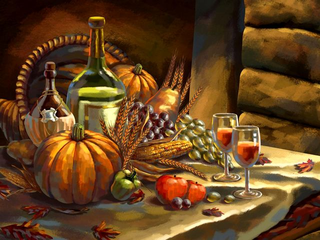 Thanksgiving Eve-Still life Wallpaper - Wallpaper with a beautiful still life, a painting on which is depicted a dinner table with horn of plenty at the eve of the Thanksgiving feast. - , Thanksgiving, eve, still-life, still-lives, still, life, lives, wallpaper, wallpapers, art, arts, cartoon, cartoons, food, foods, holidays, holiday, feast, feasts, festival, festivals, nature, natures, season, seasons, beautiful, painting, paintings, dinner, table, tables, horn, horns, plenty - Wallpaper with a beautiful still life, a painting on which is depicted a dinner table with horn of plenty at the eve of the Thanksgiving feast. Lösen Sie kostenlose Thanksgiving Eve-Still life Wallpaper Online Puzzle Spiele oder senden Sie Thanksgiving Eve-Still life Wallpaper Puzzle Spiel Gruß ecards  from puzzles-games.eu.. Thanksgiving Eve-Still life Wallpaper puzzle, Rätsel, puzzles, Puzzle Spiele, puzzles-games.eu, puzzle games, Online Puzzle Spiele, kostenlose Puzzle Spiele, kostenlose Online Puzzle Spiele, Thanksgiving Eve-Still life Wallpaper kostenlose Puzzle Spiel, Thanksgiving Eve-Still life Wallpaper Online Puzzle Spiel, jigsaw puzzles, Thanksgiving Eve-Still life Wallpaper jigsaw puzzle, jigsaw puzzle games, jigsaw puzzles games, Thanksgiving Eve-Still life Wallpaper Puzzle Spiel ecard, Puzzles Spiele ecards, Thanksgiving Eve-Still life Wallpaper Puzzle Spiel Gruß ecards