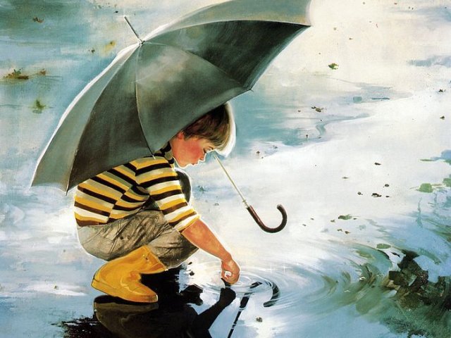 Touching the Sky Wonder of Childhood by Donald Zolan - 'Touching the Sky' (1982), a beautiful oil painting from the 'Wonder of Childhood', splendid collection painted by the American artist Donald Zolan (1937-2009), with a little boy, dressed in vibrant colours and a huge umbrella, who explores a rain puddle and curiously touches the sky's reflection in the water. - , touching, sky, skies, wonder, wonders, childhood, childhoods, Donald, Zolan, art, arts, holiday, holidays, 1982, beautiful, oil, painting, paintings, splendid, collection, collections, American, artist, artists, 1937, 2009, little, boy, boys, vibrant, colours, colour, huge, umbrella, umbrellas, rain, puddle, puddles, curiously, sky, skies, reflection, reflections, water, waters - 'Touching the Sky' (1982), a beautiful oil painting from the 'Wonder of Childhood', splendid collection painted by the American artist Donald Zolan (1937-2009), with a little boy, dressed in vibrant colours and a huge umbrella, who explores a rain puddle and curiously touches the sky's reflection in the water. Resuelve rompecabezas en línea gratis Touching the Sky Wonder of Childhood by Donald Zolan juegos puzzle o enviar Touching the Sky Wonder of Childhood by Donald Zolan juego de puzzle tarjetas electrónicas de felicitación  de puzzles-games.eu.. Touching the Sky Wonder of Childhood by Donald Zolan puzzle, puzzles, rompecabezas juegos, puzzles-games.eu, juegos de puzzle, juegos en línea del rompecabezas, juegos gratis puzzle, juegos en línea gratis rompecabezas, Touching the Sky Wonder of Childhood by Donald Zolan juego de puzzle gratuito, Touching the Sky Wonder of Childhood by Donald Zolan juego de rompecabezas en línea, jigsaw puzzles, Touching the Sky Wonder of Childhood by Donald Zolan jigsaw puzzle, jigsaw puzzle games, jigsaw puzzles games, Touching the Sky Wonder of Childhood by Donald Zolan rompecabezas de juego tarjeta electrónica, juegos de puzzles tarjetas electrónicas, Touching the Sky Wonder of Childhood by Donald Zolan puzzle tarjeta electrónica de felicitación