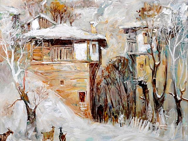 Winter in Rhodopes Mountains by Vesko Radulov Bulgarian Fine Art - A beautiful winter landscape from a village, tucked away in a valley among hills of Rhodopes Mountains, a painting from Bulgarian Fine Art by Vesko Radulov (oil on canvas, owner <a href='http://eva-art.eu'>Eva Art - Bulgarian Fine Arts</a>). - , winter, Rhodopes, mountains, mountain, Vesko, Radulov, Bulgarian, fine, art, arts, beautiful, landscape, landscapes, village, villages, valley, valleys, hills, hill, painting, paintings, oil, canvas, canvases, owner, owners, Eva, eva-art.eu - A beautiful winter landscape from a village, tucked away in a valley among hills of Rhodopes Mountains, a painting from Bulgarian Fine Art by Vesko Radulov (oil on canvas, owner <a href='http://eva-art.eu'>Eva Art - Bulgarian Fine Arts</a>). Подреждайте безплатни онлайн Winter in Rhodopes Mountains by Vesko Radulov Bulgarian Fine Art пъзел игри или изпратете Winter in Rhodopes Mountains by Vesko Radulov Bulgarian Fine Art пъзел игра поздравителна картичка  от puzzles-games.eu.. Winter in Rhodopes Mountains by Vesko Radulov Bulgarian Fine Art пъзел, пъзели, пъзели игри, puzzles-games.eu, пъзел игри, online пъзел игри, free пъзел игри, free online пъзел игри, Winter in Rhodopes Mountains by Vesko Radulov Bulgarian Fine Art free пъзел игра, Winter in Rhodopes Mountains by Vesko Radulov Bulgarian Fine Art online пъзел игра, jigsaw puzzles, Winter in Rhodopes Mountains by Vesko Radulov Bulgarian Fine Art jigsaw puzzle, jigsaw puzzle games, jigsaw puzzles games, Winter in Rhodopes Mountains by Vesko Radulov Bulgarian Fine Art пъзел игра картичка, пъзели игри картички, Winter in Rhodopes Mountains by Vesko Radulov Bulgarian Fine Art пъзел игра поздравителна картичка