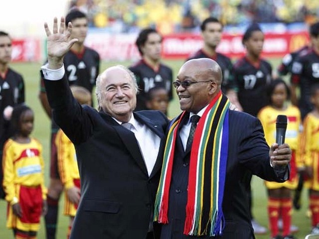 World Cup 2010 Sepp Blatter and Jacob Zuma - The FIFA President Sepp Blatter and the President of South Africa Jacob Zuma welcome the soccer fans at the Soccer City stadium before the opening match of the FIFA World Cup 2010 in Johannesburg (June 11, 2010). - , World, Cup, 2010, Sepp, Blatter, and, Jacob, Zuma, show, shows, performance, performances, sport, sports, tournament, tournaments, qualification, qualifications, ceremony, ceremonies, match, matches, President, FIFA, Soccer, City, stadium, stadiums, Johannesburg - The FIFA President Sepp Blatter and the President of South Africa Jacob Zuma welcome the soccer fans at the Soccer City stadium before the opening match of the FIFA World Cup 2010 in Johannesburg (June 11, 2010). Lösen Sie kostenlose World Cup 2010 Sepp Blatter and Jacob Zuma Online Puzzle Spiele oder senden Sie World Cup 2010 Sepp Blatter and Jacob Zuma Puzzle Spiel Gruß ecards  from puzzles-games.eu.. World Cup 2010 Sepp Blatter and Jacob Zuma puzzle, Rätsel, puzzles, Puzzle Spiele, puzzles-games.eu, puzzle games, Online Puzzle Spiele, kostenlose Puzzle Spiele, kostenlose Online Puzzle Spiele, World Cup 2010 Sepp Blatter and Jacob Zuma kostenlose Puzzle Spiel, World Cup 2010 Sepp Blatter and Jacob Zuma Online Puzzle Spiel, jigsaw puzzles, World Cup 2010 Sepp Blatter and Jacob Zuma jigsaw puzzle, jigsaw puzzle games, jigsaw puzzles games, World Cup 2010 Sepp Blatter and Jacob Zuma Puzzle Spiel ecard, Puzzles Spiele ecards, World Cup 2010 Sepp Blatter and Jacob Zuma Puzzle Spiel Gruß ecards