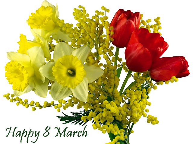 Happy 8 March - Beautiful bouquet of delicate spring flowers, tulips, narcissus and mimosa with wishes for a 'Happy 8 March', the International Women's Day, with gratitude, love and appreciation for the working women, mothers, wives, daughters and girlfriends. - , happy, 8, March, holidays, holiday, flowers, flower, beautiful, bouquet, bouquets, delicate, spring, tulips, tulip, narcissus, narcissi, mimosa, wishes, wish, International, Women's, Womens, Day, days, gratitude, love, appreciation, working, mothers, mother, wives, wife, daughters, daughter, girlfriends, girlfriend - Beautiful bouquet of delicate spring flowers, tulips, narcissus and mimosa with wishes for a 'Happy 8 March', the International Women's Day, with gratitude, love and appreciation for the working women, mothers, wives, daughters and girlfriends. Подреждайте безплатни онлайн Happy 8 March пъзел игри или изпратете Happy 8 March пъзел игра поздравителна картичка  от puzzles-games.eu.. Happy 8 March пъзел, пъзели, пъзели игри, puzzles-games.eu, пъзел игри, online пъзел игри, free пъзел игри, free online пъзел игри, Happy 8 March free пъзел игра, Happy 8 March online пъзел игра, jigsaw puzzles, Happy 8 March jigsaw puzzle, jigsaw puzzle games, jigsaw puzzles games, Happy 8 March пъзел игра картичка, пъзели игри картички, Happy 8 March пъзел игра поздравителна картичка