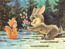 8 March Bunny congratulates Squirrel Greeting Card by Vladimir Zarubin