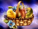 Chick in Easter Basket Wallpaper