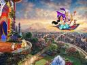 Aladdin and Jasmine above Agrabah by Thomas Kinkade