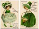 St. Patricks Day Girls in Green Vintage Postcards by Ellen Clapsaddle