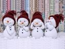 Four Cute Snowman Dolls Christmas Card