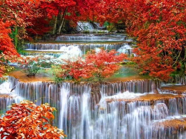 Huay Mae Khamin Waterfalls Thailand juego de puzzle 