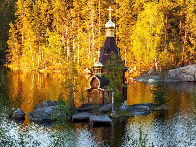 Tiny Russian Orthodox Church on Lake Vuoksa - Autumn landscape of a beautiful mysterious place with a fairy tiny Russian Orthodox Church, perched charmingly atop on a tiny stony island on Lake Vuoksa, on the boarder between Rusia and Finland, about two hours north of St. Petersburg. In spite of it seems like from fairy tale, this is modern miniature wooden chapel, dedicated to Holy Apostle Andrew the First (Andrei Pervozvanny), the patron saint of fishermen. This little gem was designed in the early 2000s by the Russian architect Andrei Rotinov, and was modeled on the famous Church of the Ascension at Kolomenskoye, a former royal estate in Moscow and is sometimes available for baptisms and weddings, by request in advance. - , tiny, Russian, Orthodox, church, churches, lake, lakes, Vuoksa, nature, natures, places, place, autumn, landscape, landscapes, beautiful, mysterious, fairy, charmingly, atop, stony, island, islands, boarder, boarders, Rusia, Finland, hourshour, north, St., Petersburg, St.Petersburg, tale, tales, modern, miniature, wooden, chapel, chapels, Holy, Apostle, Andrew, First, Andrei, Pervozvanny, patron, patrons, saint, saints, fishermen, fisherman, gem, gems, architect, architects, Rotinov, famous, Ascension, Kolomenskoye, royal, estate, estates, Moscow, baptisms, baptism, weddings, wedding, request, requests, advance - Autumn landscape of a beautiful mysterious place with a fairy tiny Russian Orthodox Church, perched charmingly atop on a tiny stony island on Lake Vuoksa, on the boarder between Rusia and Finland, about two hours north of St. Petersburg. In spite of it seems like from fairy tale, this is modern miniature wooden chapel, dedicated to Holy Apostle Andrew the First (Andrei Pervozvanny), the patron saint of fishermen. This little gem was designed in the early 2000s by the Russian architect Andrei Rotinov, and was modeled on the famous Church of the Ascension at Kolomenskoye, a former royal estate in Moscow and is sometimes available for baptisms and weddings, by request in advance. Solve free online Tiny Russian Orthodox Church on Lake Vuoksa puzzle games or send Tiny Russian Orthodox Church on Lake Vuoksa puzzle game greeting ecards  from puzzles-games.eu.. Tiny Russian Orthodox Church on Lake Vuoksa puzzle, puzzles, puzzles games, puzzles-games.eu, puzzle games, online puzzle games, free puzzle games, free online puzzle games, Tiny Russian Orthodox Church on Lake Vuoksa free puzzle game, Tiny Russian Orthodox Church on Lake Vuoksa online puzzle game, jigsaw puzzles, Tiny Russian Orthodox Church on Lake Vuoksa jigsaw puzzle, jigsaw puzzle games, jigsaw puzzles games, Tiny Russian Orthodox Church on Lake Vuoksa puzzle game ecard, puzzles games ecards, Tiny Russian Orthodox Church on Lake Vuoksa puzzle game greeting ecard