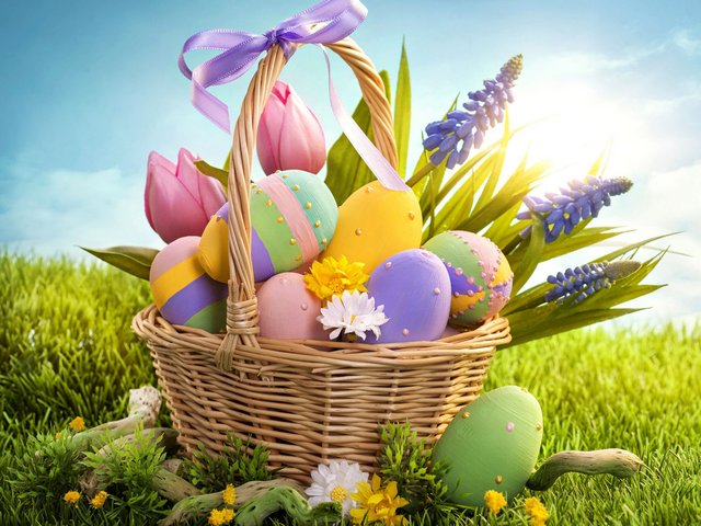 Basket with Easter Eggs Wallpaper - Beautiful wallpaper with a basket full with colourful Easter eggs on a background of lovely vernal landscape. Easter is a festivity of colours and joy, in honour to Jesus' return to life. The egg is chosen as a symbol of Easter, which signify birth and fertility. People decorate their homes with brightly coloured Easter eggs and swap them with friends and loved ones, giving a warm welcome to the spring season. - , basket, baskets, Easter, eggs, egg, wallpaper, wallpapers, cartoon, cartoons, holidays, holiday, beautiful, colourful, background, backgrounds, lovely, vernal, landscape, landscapes, festivity, festivities, colours, colour, joy, honour, Jesus, return, life, symbol, symbols, birth, fertility, people, homes, home, brightly, coloured, friends, friend, warm, welcome, spring, season, seasons - Beautiful wallpaper with a basket full with colourful Easter eggs on a background of lovely vernal landscape. Easter is a festivity of colours and joy, in honour to Jesus' return to life. The egg is chosen as a symbol of Easter, which signify birth and fertility. People decorate their homes with brightly coloured Easter eggs and swap them with friends and loved ones, giving a warm welcome to the spring season. Solve free online Basket with Easter Eggs Wallpaper puzzle games or send Basket with Easter Eggs Wallpaper puzzle game greeting ecards  from puzzles-games.eu.. Basket with Easter Eggs Wallpaper puzzle, puzzles, puzzles games, puzzles-games.eu, puzzle games, online puzzle games, free puzzle games, free online puzzle games, Basket with Easter Eggs Wallpaper free puzzle game, Basket with Easter Eggs Wallpaper online puzzle game, jigsaw puzzles, Basket with Easter Eggs Wallpaper jigsaw puzzle, jigsaw puzzle games, jigsaw puzzles games, Basket with Easter Eggs Wallpaper puzzle game ecard, puzzles games ecards, Basket with Easter Eggs Wallpaper puzzle game greeting ecard