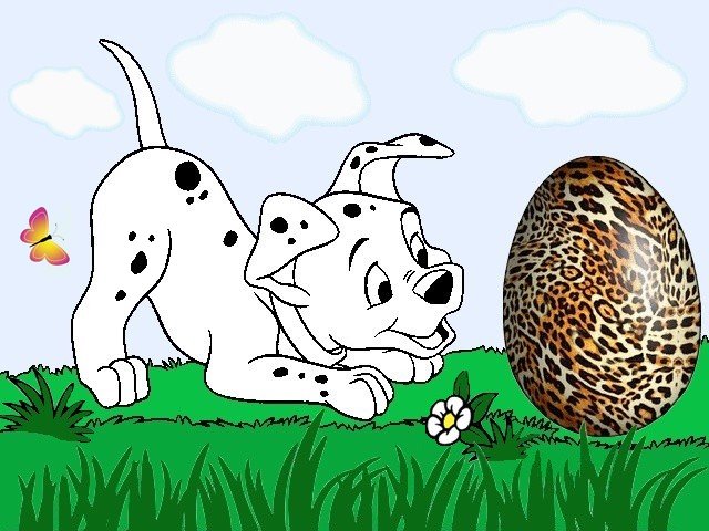 Disney Dalmatian and Easter Egg Wallpaper - A beautiful wallpaper with puppy Dalmatian, which rejoices the Easter Egg, the amusing hero from the American animated, film produced by Walt Disney, based on the novel 'The Hundred and One Dalmatians' by Dodie Smith (1961). - , Disney, Dalmatian, Dalmatians, Easter, egg, eggs, wallpaper, cartoon, cartoons, holidays, holiday, feast, feasts, nature, natures, season, seasons, beautiful, puppy, puppies, amusing, heroes, hero, American, animated, film, films, Walt, novel, novels, Hundred, One, Dodie, Smith, 1961 - A beautiful wallpaper with puppy Dalmatian, which rejoices the Easter Egg, the amusing hero from the American animated, film produced by Walt Disney, based on the novel 'The Hundred and One Dalmatians' by Dodie Smith (1961). Lösen Sie kostenlose Disney Dalmatian and Easter Egg Wallpaper Online Puzzle Spiele oder senden Sie Disney Dalmatian and Easter Egg Wallpaper Puzzle Spiel Gruß ecards  from puzzles-games.eu.. Disney Dalmatian and Easter Egg Wallpaper puzzle, Rätsel, puzzles, Puzzle Spiele, puzzles-games.eu, puzzle games, Online Puzzle Spiele, kostenlose Puzzle Spiele, kostenlose Online Puzzle Spiele, Disney Dalmatian and Easter Egg Wallpaper kostenlose Puzzle Spiel, Disney Dalmatian and Easter Egg Wallpaper Online Puzzle Spiel, jigsaw puzzles, Disney Dalmatian and Easter Egg Wallpaper jigsaw puzzle, jigsaw puzzle games, jigsaw puzzles games, Disney Dalmatian and Easter Egg Wallpaper Puzzle Spiel ecard, Puzzles Spiele ecards, Disney Dalmatian and Easter Egg Wallpaper Puzzle Spiel Gruß ecards