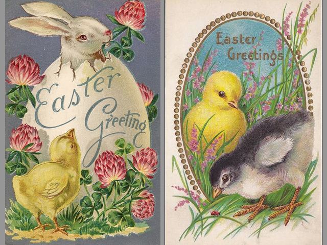Easter Greetings Bunny and Chickens Vintage Postcards - Beautiful vintage postcards with 'Easter Greetings' from 1910's, depicting a bunny which pops up from a large Easter egg  with sprig of clover for luck and fluffy chickens among pink flowers. The Easter Bunny is a fictional character, which is loved and appreciated by kids all over the world nearly as much as Father Christmas (Santa Claus), popular with giving gifts. The newly hatched chickens are symbol of the beginning of the new life and the arrival of spring. - , Easter, greetings, greeting, bunny, bunnies, chickens, chicken, vintage, postcards, postcard, cartoons, cartoon, holidays, holiday, feast, feasts, beautiful, 1910, largr, egg, eggs, sprig, sprigs, clover, clovers, luck, fluffy, pink, flowers, flower, fictional, character, characters, kids, kid, world, Father, Christmas, Santa, Claus, popular, gifts, gift, newly, hatched, symbol, symbols, beginning, new, life, arrival, spring - Beautiful vintage postcards with 'Easter Greetings' from 1910's, depicting a bunny which pops up from a large Easter egg  with sprig of clover for luck and fluffy chickens among pink flowers. The Easter Bunny is a fictional character, which is loved and appreciated by kids all over the world nearly as much as Father Christmas (Santa Claus), popular with giving gifts. The newly hatched chickens are symbol of the beginning of the new life and the arrival of spring. Lösen Sie kostenlose Easter Greetings Bunny and Chickens Vintage Postcards Online Puzzle Spiele oder senden Sie Easter Greetings Bunny and Chickens Vintage Postcards Puzzle Spiel Gruß ecards  from puzzles-games.eu.. Easter Greetings Bunny and Chickens Vintage Postcards puzzle, Rätsel, puzzles, Puzzle Spiele, puzzles-games.eu, puzzle games, Online Puzzle Spiele, kostenlose Puzzle Spiele, kostenlose Online Puzzle Spiele, Easter Greetings Bunny and Chickens Vintage Postcards kostenlose Puzzle Spiel, Easter Greetings Bunny and Chickens Vintage Postcards Online Puzzle Spiel, jigsaw puzzles, Easter Greetings Bunny and Chickens Vintage Postcards jigsaw puzzle, jigsaw puzzle games, jigsaw puzzles games, Easter Greetings Bunny and Chickens Vintage Postcards Puzzle Spiel ecard, Puzzles Spiele ecards, Easter Greetings Bunny and Chickens Vintage Postcards Puzzle Spiel Gruß ecards