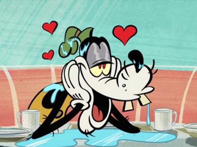 Goofys First Love - A still from the animated comedy 'Goofy's First Love', Season 2, Episode 13 of a Disney's Mickey Mouse episode (2015), directed by Clay Morrow and written by Darrick Bachman, Clay Morrow, Paul Rudish and Aaron Springer. <br />
Goofy tells Mickey and Donald that he has finally fallen in love. His friends decide to try and get Goofy into shape, so that he can be presentable and to impress this first love, as they are thinking about the waitress in the diner. But for much to everybody confusion, it turns out that he is actually in love with a sandwich. - , Goofys, first, love, cartoon, cartoons, still, animated, comedy, Disney, Mickey, Mouse, episode, 2015, Clay, Morrow, Darrick, Bachman, Paul, Rudish, Aaron, Springer, Goofy, friends, shape, presentable, waitress, dine, confusion, sandwich - A still from the animated comedy 'Goofy's First Love', Season 2, Episode 13 of a Disney's Mickey Mouse episode (2015), directed by Clay Morrow and written by Darrick Bachman, Clay Morrow, Paul Rudish and Aaron Springer. <br />
Goofy tells Mickey and Donald that he has finally fallen in love. His friends decide to try and get Goofy into shape, so that he can be presentable and to impress this first love, as they are thinking about the waitress in the diner. But for much to everybody confusion, it turns out that he is actually in love with a sandwich. Resuelve rompecabezas en línea gratis Goofys First Love juegos puzzle o enviar Goofys First Love juego de puzzle tarjetas electrónicas de felicitación  de puzzles-games.eu.. Goofys First Love puzzle, puzzles, rompecabezas juegos, puzzles-games.eu, juegos de puzzle, juegos en línea del rompecabezas, juegos gratis puzzle, juegos en línea gratis rompecabezas, Goofys First Love juego de puzzle gratuito, Goofys First Love juego de rompecabezas en línea, jigsaw puzzles, Goofys First Love jigsaw puzzle, jigsaw puzzle games, jigsaw puzzles games, Goofys First Love rompecabezas de juego tarjeta electrónica, juegos de puzzles tarjetas electrónicas, Goofys First Love puzzle tarjeta electrónica de felicitación