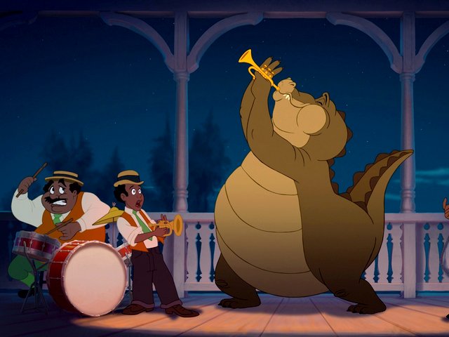 Louis with-Jazz-Band Princess and the Frog - Louis, an american alligator, whose dream is to become a human, playing trumpet on stage with a jazz band, in the American animated musical film 'The Princess and the Frog', produced by Walt Disney Animation Studios (2009). - , Louis, jazz, band, bands, princess, princesses, frog, frogs, cartoons, cartoon, film, films, movie, movies, american, alligator, alligators, dream, dreams, human, humans, trumpet, trumpets, stage, stages, American, animated, musical, Walt, Disney, Animation, Studios, studio, 2009 - Louis, an american alligator, whose dream is to become a human, playing trumpet on stage with a jazz band, in the American animated musical film 'The Princess and the Frog', produced by Walt Disney Animation Studios (2009). Подреждайте безплатни онлайн Louis with-Jazz-Band Princess and the Frog пъзел игри или изпратете Louis with-Jazz-Band Princess and the Frog пъзел игра поздравителна картичка  от puzzles-games.eu.. Louis with-Jazz-Band Princess and the Frog пъзел, пъзели, пъзели игри, puzzles-games.eu, пъзел игри, online пъзел игри, free пъзел игри, free online пъзел игри, Louis with-Jazz-Band Princess and the Frog free пъзел игра, Louis with-Jazz-Band Princess and the Frog online пъзел игра, jigsaw puzzles, Louis with-Jazz-Band Princess and the Frog jigsaw puzzle, jigsaw puzzle games, jigsaw puzzles games, Louis with-Jazz-Band Princess and the Frog пъзел игра картичка, пъзели игри картички, Louis with-Jazz-Band Princess and the Frog пъзел игра поздравителна картичка