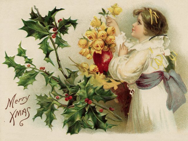 Merry Xmas Vintage Christmas Postcard - Beautiful vintage postcard with greeting 'Merry Xmas', depicting a girl in a pretty white dress and blue sash, who admires the bouquet of yellow roses in a red vase and a holly branch with red berries on the left side, as a symbol of the Christmas. - , Merry, Xmas, vintage, Christmas, postcard, postcards, cartoon, cartoons, holidays, holiday, beautiful, greeting, greetings, girl, girls, pretty, white, dress, blue, sash, bouquet, bouquets, yellow, roses, rose, red, vase, holly, branch, branches, berries, berry, side, symbol, symbols - Beautiful vintage postcard with greeting 'Merry Xmas', depicting a girl in a pretty white dress and blue sash, who admires the bouquet of yellow roses in a red vase and a holly branch with red berries on the left side, as a symbol of the Christmas. Lösen Sie kostenlose Merry Xmas Vintage Christmas Postcard Online Puzzle Spiele oder senden Sie Merry Xmas Vintage Christmas Postcard Puzzle Spiel Gruß ecards  from puzzles-games.eu.. Merry Xmas Vintage Christmas Postcard puzzle, Rätsel, puzzles, Puzzle Spiele, puzzles-games.eu, puzzle games, Online Puzzle Spiele, kostenlose Puzzle Spiele, kostenlose Online Puzzle Spiele, Merry Xmas Vintage Christmas Postcard kostenlose Puzzle Spiel, Merry Xmas Vintage Christmas Postcard Online Puzzle Spiel, jigsaw puzzles, Merry Xmas Vintage Christmas Postcard jigsaw puzzle, jigsaw puzzle games, jigsaw puzzles games, Merry Xmas Vintage Christmas Postcard Puzzle Spiel ecard, Puzzles Spiele ecards, Merry Xmas Vintage Christmas Postcard Puzzle Spiel Gruß ecards