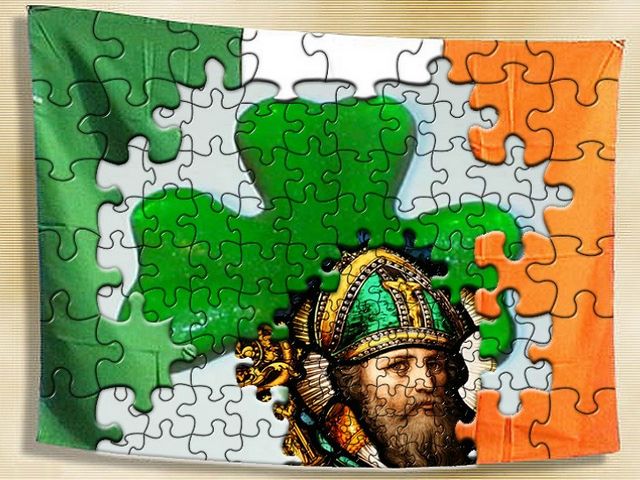 Saint Patricks Flag Photoshop by Lucianomorelli - Picture of a flag with an image of Saint Patrick on a background of shamrock, a complicated photoshop by Lucianomorelli from the contest's gallery on St. Patrick's theme by 'Freaking News'.<br />
The Saint Patrick's Day is a national holiday in Ireland, celebrated on the 17th of March. The famous Irishman who is associated with St. Patrick's Day was born with the name of Maewyn in Wales and was sold into slavery by vandals. After he managed to run away to the Gaul monastery, he began with studies of the Christianity and his mission for thirty years was to make the whole of Ireland a Christian country. One of the symbols associated with this holiday is a shamrock with three leaves, which symbolizes the Trinity of the Father, Son and Holy Spirit, faith, hope and charity, or past, present and future. - , Saint, St., Patricks, Patrick, flag, flags, photoshop, Lucianomorelli, cartoon, cartoons, holiday, holidays, picture, pictures, image, tmages, background, backgrounds, shamrock, shamrocks, complicated, contest, contests, gallery, galleries, theme, themes, Freaking, News, day, days, national, Ireland, 17th, March, famous, Irishman, Maewyn, Wales, slavery, vandals, vandal, Gaul, monastery, Christianity, mission, missions, Christian, country, countries, symbols, symbol, leaves, leaf, Trinity, Father, Son, Holy, Spirit, faith, hope, charity, past, present, future - Picture of a flag with an image of Saint Patrick on a background of shamrock, a complicated photoshop by Lucianomorelli from the contest's gallery on St. Patrick's theme by 'Freaking News'.<br />
The Saint Patrick's Day is a national holiday in Ireland, celebrated on the 17th of March. The famous Irishman who is associated with St. Patrick's Day was born with the name of Maewyn in Wales and was sold into slavery by vandals. After he managed to run away to the Gaul monastery, he began with studies of the Christianity and his mission for thirty years was to make the whole of Ireland a Christian country. One of the symbols associated with this holiday is a shamrock with three leaves, which symbolizes the Trinity of the Father, Son and Holy Spirit, faith, hope and charity, or past, present and future. Подреждайте безплатни онлайн Saint Patricks Flag Photoshop by Lucianomorelli пъзел игри или изпратете Saint Patricks Flag Photoshop by Lucianomorelli пъзел игра поздравителна картичка  от puzzles-games.eu.. Saint Patricks Flag Photoshop by Lucianomorelli пъзел, пъзели, пъзели игри, puzzles-games.eu, пъзел игри, online пъзел игри, free пъзел игри, free online пъзел игри, Saint Patricks Flag Photoshop by Lucianomorelli free пъзел игра, Saint Patricks Flag Photoshop by Lucianomorelli online пъзел игра, jigsaw puzzles, Saint Patricks Flag Photoshop by Lucianomorelli jigsaw puzzle, jigsaw puzzle games, jigsaw puzzles games, Saint Patricks Flag Photoshop by Lucianomorelli пъзел игра картичка, пъзели игри картички, Saint Patricks Flag Photoshop by Lucianomorelli пъзел игра поздравителна картичка