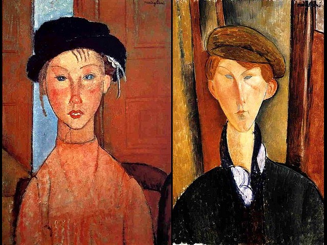 Amedeo Modigliani Young Girl in Beret and Young Man with Cap - Portraits of 'Young Girl in Beret' (1918, oil on canvas, private collection, Paris) and of 'Young Man with Cap' (1919, oil painting on canvas, The Detroit Institute of Arts, bequest of Robert H. Tannahill), by the Italian artist Amedeo Modigliani, who has painted everyone close to him for posterity, his patrons, dealers and friends from his bohemian circle in Montparnasse, female models, children and unknown persons. - , Amedeo, Modigliani, young, girl, girls, beret, berets, man, men, cap, caps, art, arts, painter, painters, artist, artists, sculptor, sculptors, Expressionist, Expressionists, portraits, portrait, 1918, oil, canvas, private, collection, collections, Paris, 1919, painting, paintings, The, Detroit, institute, institutes, bequest, bequests, Robert, Tannahill, Italian, everyone, posterity, patrons, patron, dealers, dealer, friends, friend, bohemian, circle, circles, Montparnasse, female, models, model, children, child, unknown, persons, person - Portraits of 'Young Girl in Beret' (1918, oil on canvas, private collection, Paris) and of 'Young Man with Cap' (1919, oil painting on canvas, The Detroit Institute of Arts, bequest of Robert H. Tannahill), by the Italian artist Amedeo Modigliani, who has painted everyone close to him for posterity, his patrons, dealers and friends from his bohemian circle in Montparnasse, female models, children and unknown persons. Solve free online Amedeo Modigliani Young Girl in Beret and Young Man with Cap puzzle games or send Amedeo Modigliani Young Girl in Beret and Young Man with Cap puzzle game greeting ecards  from puzzles-games.eu.. Amedeo Modigliani Young Girl in Beret and Young Man with Cap puzzle, puzzles, puzzles games, puzzles-games.eu, puzzle games, online puzzle games, free puzzle games, free online puzzle games, Amedeo Modigliani Young Girl in Beret and Young Man with Cap free puzzle game, Amedeo Modigliani Young Girl in Beret and Young Man with Cap online puzzle game, jigsaw puzzles, Amedeo Modigliani Young Girl in Beret and Young Man with Cap jigsaw puzzle, jigsaw puzzle games, jigsaw puzzles games, Amedeo Modigliani Young Girl in Beret and Young Man with Cap puzzle game ecard, puzzles games ecards, Amedeo Modigliani Young Girl in Beret and Young Man with Cap puzzle game greeting ecard