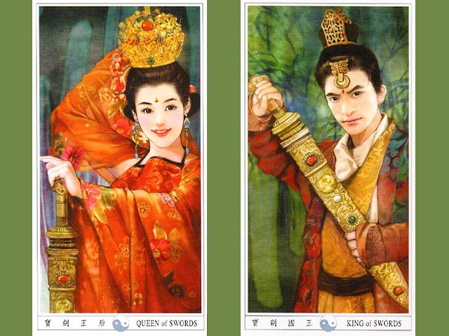 Der-Jen China Tarot Queen and King of Swords - Magnificent illustrations of 'Queen of Swords' and 'King of Swords', from the beautiful tarot deck, known as 'Der-Jen China Tarot' or 'Classic Chinese Ladies Tarot', with drawings by Taiwanese artist Der Jen (Dezhen). - , Der, Jen, China, tarot, queen, queens, king, kings, swords, sword, art, arts, magnificent, illustrations, illustration, beautiful, deck, decks, classic, Chinese, ladies, lady, drawings, drawings, Taiwanese, artist, artists, Dezhen - Magnificent illustrations of 'Queen of Swords' and 'King of Swords', from the beautiful tarot deck, known as 'Der-Jen China Tarot' or 'Classic Chinese Ladies Tarot', with drawings by Taiwanese artist Der Jen (Dezhen). Подреждайте безплатни онлайн Der-Jen China Tarot Queen and King of Swords пъзел игри или изпратете Der-Jen China Tarot Queen and King of Swords пъзел игра поздравителна картичка  от puzzles-games.eu.. Der-Jen China Tarot Queen and King of Swords пъзел, пъзели, пъзели игри, puzzles-games.eu, пъзел игри, online пъзел игри, free пъзел игри, free online пъзел игри, Der-Jen China Tarot Queen and King of Swords free пъзел игра, Der-Jen China Tarot Queen and King of Swords online пъзел игра, jigsaw puzzles, Der-Jen China Tarot Queen and King of Swords jigsaw puzzle, jigsaw puzzle games, jigsaw puzzles games, Der-Jen China Tarot Queen and King of Swords пъзел игра картичка, пъзели игри картички, Der-Jen China Tarot Queen and King of Swords пъзел игра поздравителна картичка