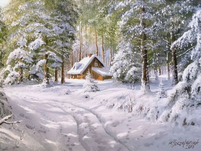 Forest Lodge by Marek Szczepaniak - A beautiful winter landscape, painted by the Polish artist Marek Szczepaniak, depicting the road at the forest lodge, which creates sense of majestic serenity and beauty.<br />
Marek Szczepaniak was born in 1953, in the small picturesque town of Puszczykowo, Poland. Currently, the artist lives and works in the city of Lodz. - , forest, forests, lodge, lodges, Marek, Szczepaniak, art, arts, beautiful, winter, landscape, landscapes, Polish, artist, artists, road, roads, sense, majestic, serenity, beauty, 1953, picturesque, town, Puszczykowo, Poland, city, Lodz - A beautiful winter landscape, painted by the Polish artist Marek Szczepaniak, depicting the road at the forest lodge, which creates sense of majestic serenity and beauty.<br />
Marek Szczepaniak was born in 1953, in the small picturesque town of Puszczykowo, Poland. Currently, the artist lives and works in the city of Lodz. Resuelve rompecabezas en línea gratis Forest Lodge by Marek Szczepaniak juegos puzzle o enviar Forest Lodge by Marek Szczepaniak juego de puzzle tarjetas electrónicas de felicitación  de puzzles-games.eu.. Forest Lodge by Marek Szczepaniak puzzle, puzzles, rompecabezas juegos, puzzles-games.eu, juegos de puzzle, juegos en línea del rompecabezas, juegos gratis puzzle, juegos en línea gratis rompecabezas, Forest Lodge by Marek Szczepaniak juego de puzzle gratuito, Forest Lodge by Marek Szczepaniak juego de rompecabezas en línea, jigsaw puzzles, Forest Lodge by Marek Szczepaniak jigsaw puzzle, jigsaw puzzle games, jigsaw puzzles games, Forest Lodge by Marek Szczepaniak rompecabezas de juego tarjeta electrónica, juegos de puzzles tarjetas electrónicas, Forest Lodge by Marek Szczepaniak puzzle tarjeta electrónica de felicitación
