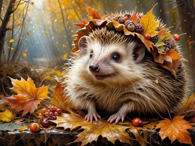 Hedgehog Autumn Tales by Lietuciennica on DeviantArt juego de puzzle 