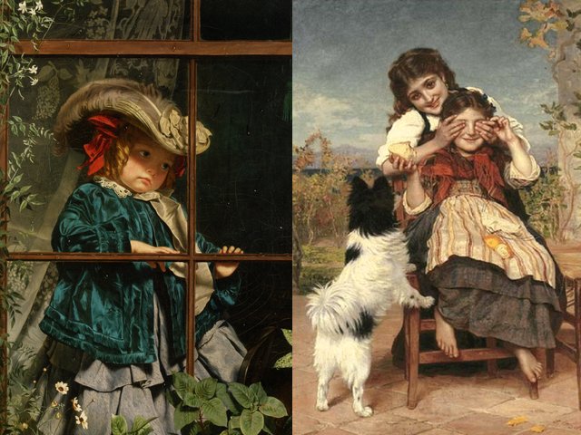 No Walk Today and Guess Again by Sophie Anderson - 'No walk today' and 'Guess again' (oil on canvas, private collection), two  beautiful paintings by  Sophie Gengembre Anderson (1823-1903), a French-born British artist, landscape painter and illustrator, known for her wonderful realistic paintings of Victorian children. 'No walk today', painted presumably in the late 1850-s, depicts the disappointment of a little girl dressed up for a walk which has been cancelled because of rain. The painting is most famous and beloved work of art by Sophie Anderson which presents childhood, one the paintings in the collection of Sir David, purchased only for 14 guineas on an auction in London in 1926 and sold at Sotheby's auction in 2008 for the record ?1,038,050. - , walk, today, guess, again, Sophie, Anderson, art, arts, oil, canvas, private, collection, collections, beautiful, paintings, painting, Gengembre, 1823, 1903, French, British, artist, artists, landscape, landscapes, painter, painters, illustrator, illustrators, wonderful, realistic, Victorian, children, child, 1850-s, disappointment, little, girl, girls, rain, famous, beloved, work, works, childhood, collection, collections, Sir, David, guineas, auction, auctions, London, 1926, Sotheby, 2008, record, ?1, 038, 050 - 'No walk today' and 'Guess again' (oil on canvas, private collection), two  beautiful paintings by  Sophie Gengembre Anderson (1823-1903), a French-born British artist, landscape painter and illustrator, known for her wonderful realistic paintings of Victorian children. 'No walk today', painted presumably in the late 1850-s, depicts the disappointment of a little girl dressed up for a walk which has been cancelled because of rain. The painting is most famous and beloved work of art by Sophie Anderson which presents childhood, one the paintings in the collection of Sir David, purchased only for 14 guineas on an auction in London in 1926 and sold at Sotheby's auction in 2008 for the record ?1,038,050. Подреждайте безплатни онлайн No Walk Today and Guess Again by Sophie Anderson пъзел игри или изпратете No Walk Today and Guess Again by Sophie Anderson пъзел игра поздравителна картичка  от puzzles-games.eu.. No Walk Today and Guess Again by Sophie Anderson пъзел, пъзели, пъзели игри, puzzles-games.eu, пъзел игри, online пъзел игри, free пъзел игри, free online пъзел игри, No Walk Today and Guess Again by Sophie Anderson free пъзел игра, No Walk Today and Guess Again by Sophie Anderson online пъзел игра, jigsaw puzzles, No Walk Today and Guess Again by Sophie Anderson jigsaw puzzle, jigsaw puzzle games, jigsaw puzzles games, No Walk Today and Guess Again by Sophie Anderson пъзел игра картичка, пъзели игри картички, No Walk Today and Guess Again by Sophie Anderson пъзел игра поздравителна картичка
