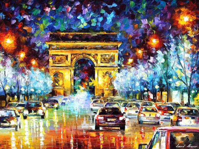 Paris Flight by Leonid Afremov - 'Paris Flight' is a beautiful painting (oil on canvas with palette knife) by the Russian-Israeli artist Leonid Afremov (1955-2019) depicting the Arc of Triumph in Paris. The impressive monument is seen from the Avenue des Champs-Elysees.<br />
The painting depicts Paris as it is, a bustling city, full of energy and pulsing life. - , Paris, flight, flights, Leonid, Afremov, art, arts, places, place, beautiful, painting, paintings, oil, canvas, palette, knife, Russian, Israeli, artist, artists, Arc, Triumph, Paris, impressive, monument, monuments, Avenue, Champs, Elysees, bustling, city, cities, energy, life - 'Paris Flight' is a beautiful painting (oil on canvas with palette knife) by the Russian-Israeli artist Leonid Afremov (1955-2019) depicting the Arc of Triumph in Paris. The impressive monument is seen from the Avenue des Champs-Elysees.<br />
The painting depicts Paris as it is, a bustling city, full of energy and pulsing life. Solve free online Paris Flight by Leonid Afremov puzzle games or send Paris Flight by Leonid Afremov puzzle game greeting ecards  from puzzles-games.eu.. Paris Flight by Leonid Afremov puzzle, puzzles, puzzles games, puzzles-games.eu, puzzle games, online puzzle games, free puzzle games, free online puzzle games, Paris Flight by Leonid Afremov free puzzle game, Paris Flight by Leonid Afremov online puzzle game, jigsaw puzzles, Paris Flight by Leonid Afremov jigsaw puzzle, jigsaw puzzle games, jigsaw puzzles games, Paris Flight by Leonid Afremov puzzle game ecard, puzzles games ecards, Paris Flight by Leonid Afremov puzzle game greeting ecard