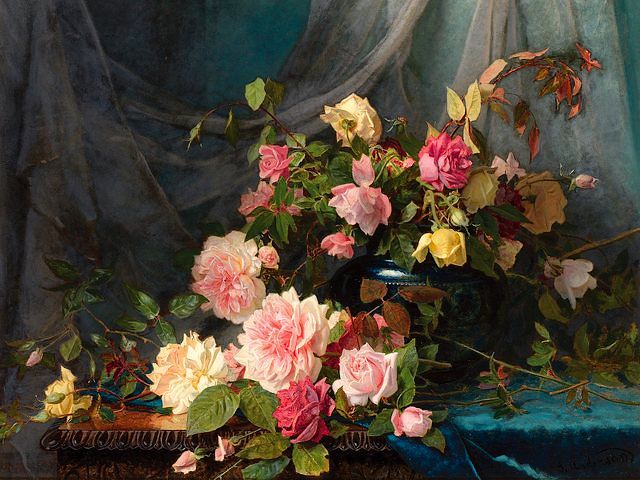 Roses by Sophie Anderson - Beautiful still-life with 'Roses' (oil on canvas, private collection), by  Sophie Gengembre Anderson (1823-1903), a French-born British artist, landscape painter and illustrator. Sophie Anderson was an artist loosely associated to the Pre-Raphaelite Brotherhood, portraying the things with near-photographic precision, abundant detail, intense colours, and complex compositions. - , roses, rose, Sophie, Anderson, art, arts, flowers, flower, beautiful, still-life, oil, canvas, private, collection, collections, Gengembre, 1823, 1903, French, British, artist, artists, landscape, painter, painters, illustrator, loosely, associated, Pre-Raphaelite, brotherhood, brotherhoods, photographic, precision, abundant, detail, details, intense, colours, colour, complex, compositions, composition - Beautiful still-life with 'Roses' (oil on canvas, private collection), by  Sophie Gengembre Anderson (1823-1903), a French-born British artist, landscape painter and illustrator. Sophie Anderson was an artist loosely associated to the Pre-Raphaelite Brotherhood, portraying the things with near-photographic precision, abundant detail, intense colours, and complex compositions. Solve free online Roses by Sophie Anderson puzzle games or send Roses by Sophie Anderson puzzle game greeting ecards  from puzzles-games.eu.. Roses by Sophie Anderson puzzle, puzzles, puzzles games, puzzles-games.eu, puzzle games, online puzzle games, free puzzle games, free online puzzle games, Roses by Sophie Anderson free puzzle game, Roses by Sophie Anderson online puzzle game, jigsaw puzzles, Roses by Sophie Anderson jigsaw puzzle, jigsaw puzzle games, jigsaw puzzles games, Roses by Sophie Anderson puzzle game ecard, puzzles games ecards, Roses by Sophie Anderson puzzle game greeting ecard