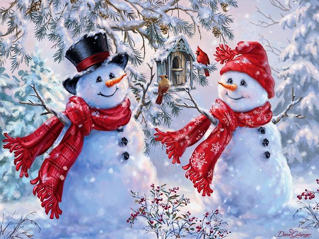 Snowmen by Dona Gelsinger juego de puzzle 