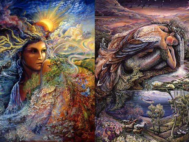 Spirit of the Elements and Mer Angel by Josephine Wall - Josephine Wall is an English fantasy artist. Her paintings fascinate with unusual mystical worlds of fairies and mythological figures, where reality and illusion are mixed.<br />
In 'Spirit of the Elements' Josephine Wall depicts the powerful spirit, which manages the elements involved in the cycle of nature. The gleaming sun in the dark sky and the rainbow over the raging sea and the landscape which wakes from winter slumber, are heralds of the spring and first signs of life's renewal.<br />
In the artwork 'Mer Angel', Josephine Wall describes a mythical creature (half mermaid, half angel) in a state of a blissful repose in the company of her own thoughts, spellbound by the beauty of the moment and the sense of tranquility. - , spirit, spirits, elements, element, Mer, angel, angels, Josephine, Wall, art, arts, English, fantasy, artist, artists, paintings, painting, unusual, mystical, worlds, world, fairies, fairy, mythological, figures, figure, reality, illusion, powerful, cycle, cycles, nature, gleaming, sun, dark, sky, rainbow, raging, sea, landscape, winter, slumber, heralds, herald, spring, signs, sign, life, renewal, artwork, artworks, mythical, creature, creatures, mermaid, angel, angels, blissful, repose, thoughts, thought, spellbound, beauty, moment, moments, sense, tranquility - Josephine Wall is an English fantasy artist. Her paintings fascinate with unusual mystical worlds of fairies and mythological figures, where reality and illusion are mixed.<br />
In 'Spirit of the Elements' Josephine Wall depicts the powerful spirit, which manages the elements involved in the cycle of nature. The gleaming sun in the dark sky and the rainbow over the raging sea and the landscape which wakes from winter slumber, are heralds of the spring and first signs of life's renewal.<br />
In the artwork 'Mer Angel', Josephine Wall describes a mythical creature (half mermaid, half angel) in a state of a blissful repose in the company of her own thoughts, spellbound by the beauty of the moment and the sense of tranquility. Решайте бесплатные онлайн Spirit of the Elements and Mer Angel by Josephine Wall пазлы игры или отправьте Spirit of the Elements and Mer Angel by Josephine Wall пазл игру приветственную открытку  из puzzles-games.eu.. Spirit of the Elements and Mer Angel by Josephine Wall пазл, пазлы, пазлы игры, puzzles-games.eu, пазл игры, онлайн пазл игры, игры пазлы бесплатно, бесплатно онлайн пазл игры, Spirit of the Elements and Mer Angel by Josephine Wall бесплатно пазл игра, Spirit of the Elements and Mer Angel by Josephine Wall онлайн пазл игра , jigsaw puzzles, Spirit of the Elements and Mer Angel by Josephine Wall jigsaw puzzle, jigsaw puzzle games, jigsaw puzzles games, Spirit of the Elements and Mer Angel by Josephine Wall пазл игра открытка, пазлы игры открытки, Spirit of the Elements and Mer Angel by Josephine Wall пазл игра приветственная открытка