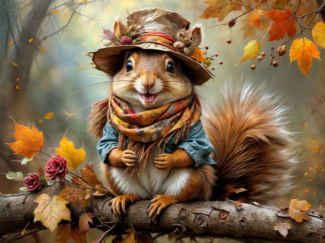 Squirrel Autumn Tales by Lietuciennica on DeviantArt пазл игру 