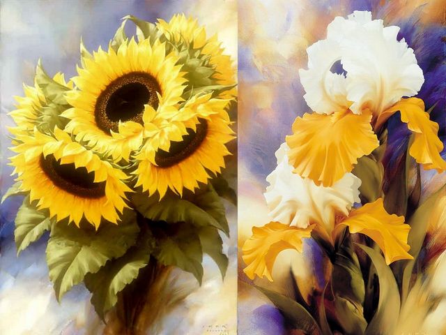 Sunflowers and Irises by Igor Levashov - Sunflowers and irises, artwork by Igor Levashov, an artist, born in Russia, with a passion for flowers, whose paintings attract the attention and are appreciated worldwide. - , sunflowers, sunflower, irises, iris, Igor, Levashov, art, arts, flower, flowers, artwork, artworks, artist, artists, Russia, passion, passions, paintings, painting, attention, attentions, worldwide - Sunflowers and irises, artwork by Igor Levashov, an artist, born in Russia, with a passion for flowers, whose paintings attract the attention and are appreciated worldwide. Solve free online Sunflowers and Irises by Igor Levashov puzzle games or send Sunflowers and Irises by Igor Levashov puzzle game greeting ecards  from puzzles-games.eu.. Sunflowers and Irises by Igor Levashov puzzle, puzzles, puzzles games, puzzles-games.eu, puzzle games, online puzzle games, free puzzle games, free online puzzle games, Sunflowers and Irises by Igor Levashov free puzzle game, Sunflowers and Irises by Igor Levashov online puzzle game, jigsaw puzzles, Sunflowers and Irises by Igor Levashov jigsaw puzzle, jigsaw puzzle games, jigsaw puzzles games, Sunflowers and Irises by Igor Levashov puzzle game ecard, puzzles games ecards, Sunflowers and Irises by Igor Levashov puzzle game greeting ecard