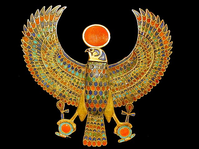 Tutankhamun Falcon Pectoral Museum of Antiquities in Cairo Egypt - Pectoral adornment, which was discovered by Howard Carter in 1922 at the tomb of the Egyptian pharaoh Tutankhamun, in shape of a falcon, on display at the Museum of Antiquities in Cairo, Egypt. In the ancient Egipt, falcons have been a symbol of the Sun-god, due to the habit to fly high in the air, such as the sun rises in the sky every day. For the inlay have been used lapis lazuli, turquoise, carnelian, light blue glass and obsidian for the eye. - , Tutankhamun, falcon, falcons, pectoral, pectorals, museum, museums, antiquities, antiquity, Cairo, Egypt, art, arts, places, place, travel, travels, trip, trips, tour, tours, Howard, Carter, 1922, tomb, tombs, Egyptian, pharaoh, pharaohs, shape, shapes, display, displays, ancient, symbol, symbols, sun, suns, god, gods, habit, habits, air, airs, sky, skies, every, day, days, inlay, inlays, lapis, lazuli, turquoise, carnelian, light, blue, glass, glasses, obsidian, eye, eyes - Pectoral adornment, which was discovered by Howard Carter in 1922 at the tomb of the Egyptian pharaoh Tutankhamun, in shape of a falcon, on display at the Museum of Antiquities in Cairo, Egypt. In the ancient Egipt, falcons have been a symbol of the Sun-god, due to the habit to fly high in the air, such as the sun rises in the sky every day. For the inlay have been used lapis lazuli, turquoise, carnelian, light blue glass and obsidian for the eye. Solve free online Tutankhamun Falcon Pectoral Museum of Antiquities in Cairo Egypt puzzle games or send Tutankhamun Falcon Pectoral Museum of Antiquities in Cairo Egypt puzzle game greeting ecards  from puzzles-games.eu.. Tutankhamun Falcon Pectoral Museum of Antiquities in Cairo Egypt puzzle, puzzles, puzzles games, puzzles-games.eu, puzzle games, online puzzle games, free puzzle games, free online puzzle games, Tutankhamun Falcon Pectoral Museum of Antiquities in Cairo Egypt free puzzle game, Tutankhamun Falcon Pectoral Museum of Antiquities in Cairo Egypt online puzzle game, jigsaw puzzles, Tutankhamun Falcon Pectoral Museum of Antiquities in Cairo Egypt jigsaw puzzle, jigsaw puzzle games, jigsaw puzzles games, Tutankhamun Falcon Pectoral Museum of Antiquities in Cairo Egypt puzzle game ecard, puzzles games ecards, Tutankhamun Falcon Pectoral Museum of Antiquities in Cairo Egypt puzzle game greeting ecard