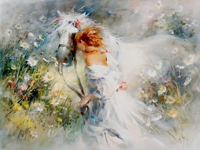 White Dream by Willem Haenraets - 'White Dream' is a watercolor painting by the Dutch artist Willem Haenraets (born 1940, the Netherlands), depicting a girl and horse in Impressionist style.<br />
His paintings from this period are inspired by his surroundings, the people and the diverse nature of his travels around Europe, created with soft colors, light, lines, and texture.<br />
<br />
white dream dreams Willem Haenraets watercolor painting paintings Dutch artist artists 1940 Netherlands girl girls horse horses Impressionist style period surroundings people diverse nature travels travel Europe soft colors color light light lines texture - , white, dream, dreams, Willem, Haenraets, watercolor, painting, paintings, Dutch, artist, artists, 1940, Netherlands, girl, girls, horse, horses, Impressionist, style, period, surroundings, people, diverse, nature, travels, travel, Europe, soft, colors, color, light, light, lines, texture - 'White Dream' is a watercolor painting by the Dutch artist Willem Haenraets (born 1940, the Netherlands), depicting a girl and horse in Impressionist style.<br />
His paintings from this period are inspired by his surroundings, the people and the diverse nature of his travels around Europe, created with soft colors, light, lines, and texture.<br />
<br />
white dream dreams Willem Haenraets watercolor painting paintings Dutch artist artists 1940 Netherlands girl girls horse horses Impressionist style period surroundings people diverse nature travels travel Europe soft colors color light light lines texture Solve free online White Dream by Willem Haenraets puzzle games or send White Dream by Willem Haenraets puzzle game greeting ecards  from puzzles-games.eu.. White Dream by Willem Haenraets puzzle, puzzles, puzzles games, puzzles-games.eu, puzzle games, online puzzle games, free puzzle games, free online puzzle games, White Dream by Willem Haenraets free puzzle game, White Dream by Willem Haenraets online puzzle game, jigsaw puzzles, White Dream by Willem Haenraets jigsaw puzzle, jigsaw puzzle games, jigsaw puzzles games, White Dream by Willem Haenraets puzzle game ecard, puzzles games ecards, White Dream by Willem Haenraets puzzle game greeting ecard