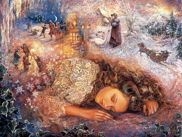 Winter Dreaming by Josephine Wall - 'Winter Dreaming' is a magnificent painting by the famous English artist Josephine Wall, where in the sleep of a beautiful girl are intertwined reality and illusion. The small detailed images, based on Victorian times, are reviving the magical world of the imagination and fantasy, depicting long forgotten enchanting scenes from the childhood. - , winter, dreaming, Josephine, Wall, art, arts, magnificent, painting, paintings, famous, English, artist, artists, sleep, beautiful, girl, girls, reality, illusion, images, image, Victorian, times, time, magical, world, imagination, fantasy, enchanting, scenes, scene, childhood - 'Winter Dreaming' is a magnificent painting by the famous English artist Josephine Wall, where in the sleep of a beautiful girl are intertwined reality and illusion. The small detailed images, based on Victorian times, are reviving the magical world of the imagination and fantasy, depicting long forgotten enchanting scenes from the childhood. Resuelve rompecabezas en línea gratis Winter Dreaming by Josephine Wall juegos puzzle o enviar Winter Dreaming by Josephine Wall juego de puzzle tarjetas electrónicas de felicitación  de puzzles-games.eu.. Winter Dreaming by Josephine Wall puzzle, puzzles, rompecabezas juegos, puzzles-games.eu, juegos de puzzle, juegos en línea del rompecabezas, juegos gratis puzzle, juegos en línea gratis rompecabezas, Winter Dreaming by Josephine Wall juego de puzzle gratuito, Winter Dreaming by Josephine Wall juego de rompecabezas en línea, jigsaw puzzles, Winter Dreaming by Josephine Wall jigsaw puzzle, jigsaw puzzle games, jigsaw puzzles games, Winter Dreaming by Josephine Wall rompecabezas de juego tarjeta electrónica, juegos de puzzles tarjetas electrónicas, Winter Dreaming by Josephine Wall puzzle tarjeta electrónica de felicitación