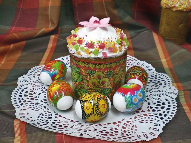 Easter Bread Kulich - Kulich is a kind of Easter bread which plays an important role in religious ceremonies in the Orthodox Christian faith, shared by Russian and Ukrainian people.<br />
Kulich is a symbol of atonement on the cross by Jesus Christ. <br />
During Easter, most popular bread is semi-sweet, tall, cylinder-shaped. The top of the bread represents a dome of church with snow on it. Kulich is topped with a glaze of sugar and decorated with flowers, dotted with raisins, nuts and candied citrus rind.  <br />
Traditionally, kulich which is blessed by the priest after the Easter service, is eaten before breakfast each day. Any leftover kulich which is not blessed, is eaten for dessert. Kulich is only eaten during the 40 days following Easter until Pentecost. - , Easter, bread, breads, Kulich, kind, important, role, religious, ceremonies, ceremony, Orthodox, Christian, faith, Russian, Ukrainian, people, symbol, symbols, atonement, cross, Jesus, Christ, popular, sweet, tall, cylinder, shape, top, dome, church, snow, glaze, sugar, flowers, raisins, nuts, candied, citrus, rind, traditionally, priest, service, breakfast, day, leftover, blessed, dessert, days, Easter, Pentecost - Kulich is a kind of Easter bread which plays an important role in religious ceremonies in the Orthodox Christian faith, shared by Russian and Ukrainian people.<br />
Kulich is a symbol of atonement on the cross by Jesus Christ. <br />
During Easter, most popular bread is semi-sweet, tall, cylinder-shaped. The top of the bread represents a dome of church with snow on it. Kulich is topped with a glaze of sugar and decorated with flowers, dotted with raisins, nuts and candied citrus rind.  <br />
Traditionally, kulich which is blessed by the priest after the Easter service, is eaten before breakfast each day. Any leftover kulich which is not blessed, is eaten for dessert. Kulich is only eaten during the 40 days following Easter until Pentecost. Solve free online Easter Bread Kulich puzzle games or send Easter Bread Kulich puzzle game greeting ecards  from puzzles-games.eu.. Easter Bread Kulich puzzle, puzzles, puzzles games, puzzles-games.eu, puzzle games, online puzzle games, free puzzle games, free online puzzle games, Easter Bread Kulich free puzzle game, Easter Bread Kulich online puzzle game, jigsaw puzzles, Easter Bread Kulich jigsaw puzzle, jigsaw puzzle games, jigsaw puzzles games, Easter Bread Kulich puzzle game ecard, puzzles games ecards, Easter Bread Kulich puzzle game greeting ecard