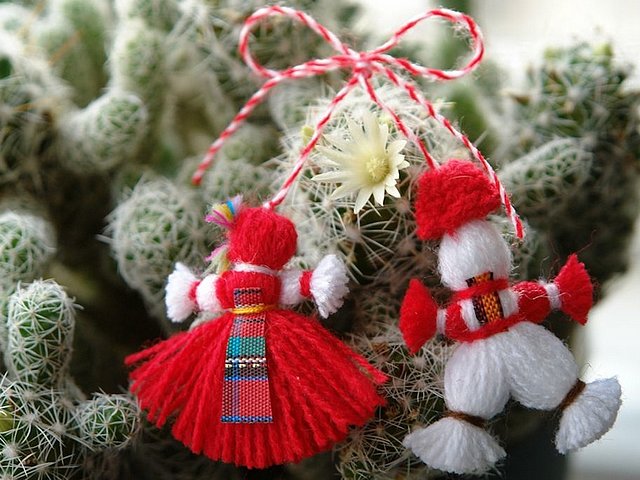 Bulgarian Martenitsa Pijo and Penda - Beautiful Bulgarian martenitsa with two dolls Pijo and Penda made of white and red yarn on a blooming cactus. Pijo is a male doll, usually predominantly in white, while Penda is a female doll, which is distinguished by red skirt. According to the Bulgarian folklore, red and white woven threads symbolize the wish for good health. They are the heralds of the coming of spring and of the new life. - , Bulgarian, martenitsa, Pijo, Penda, holiday, holidays, beautiful, dolls, doll, white, red, yarn, yarns, cactus, male, female, doll, skirt, skirts, folklore, woven, threads, thread, wish, wishes, health, heralds, herald, spring, life - Beautiful Bulgarian martenitsa with two dolls Pijo and Penda made of white and red yarn on a blooming cactus. Pijo is a male doll, usually predominantly in white, while Penda is a female doll, which is distinguished by red skirt. According to the Bulgarian folklore, red and white woven threads symbolize the wish for good health. They are the heralds of the coming of spring and of the new life. Solve free online Bulgarian Martenitsa Pijo and Penda puzzle games or send Bulgarian Martenitsa Pijo and Penda puzzle game greeting ecards  from puzzles-games.eu.. Bulgarian Martenitsa Pijo and Penda puzzle, puzzles, puzzles games, puzzles-games.eu, puzzle games, online puzzle games, free puzzle games, free online puzzle games, Bulgarian Martenitsa Pijo and Penda free puzzle game, Bulgarian Martenitsa Pijo and Penda online puzzle game, jigsaw puzzles, Bulgarian Martenitsa Pijo and Penda jigsaw puzzle, jigsaw puzzle games, jigsaw puzzles games, Bulgarian Martenitsa Pijo and Penda puzzle game ecard, puzzles games ecards, Bulgarian Martenitsa Pijo and Penda puzzle game greeting ecard