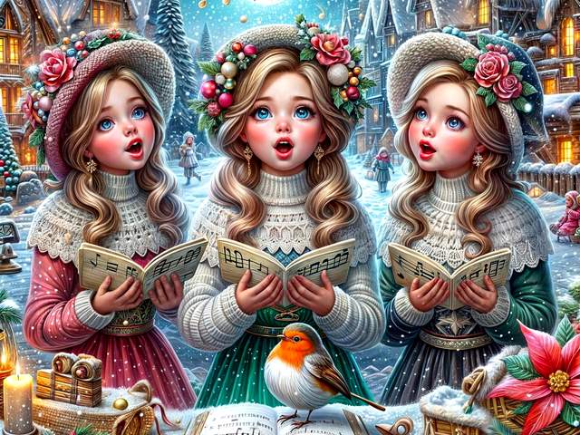 Joyful Carolers Greeting Card juego de puzzle 